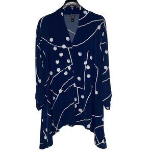 Clara Sun Woo Abstract Dot Stretch Liquid Knit Top Sz 1X Artsy Art to Wear